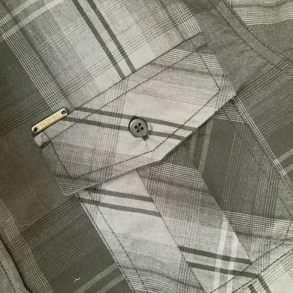 Burnside Grey M Short Sleeve Plaid Shirt - Picture 2 of 6